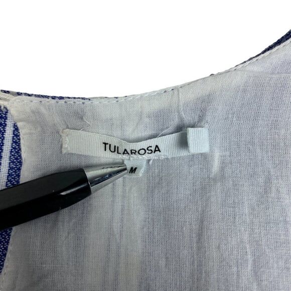 Tularosa women's Blue & White Striped Short Sleeve Fit And Flare Iris Dress US M - Picture 12 of 12
